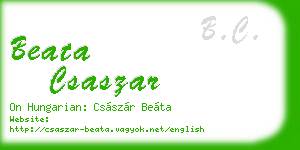 beata csaszar business card